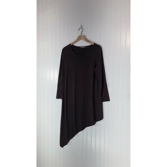 Bryn Walker Black Asymmetrical Tunic Dress M Bamboo Lagenlook Minimalist Artsy - Picture 1 of 9